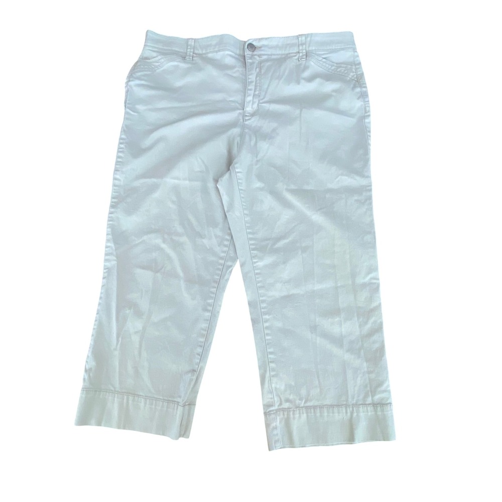 Bandolino Maureen Crop Pants Womens 12 Khaki Beige Cotton Comfort Stretch Capris